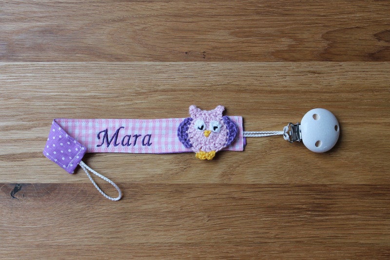 Schnullerband Rosa Lila Eule Mit Namen Personalisiert/Schnullerhalter Schnullerkette Geschenk Zur Geburt Schnullerband Rosa Lila Eule Mit Namen Personalisiert/Schnullerhalter Schnullerkette Geschenk Zur Geburt von Monemy
