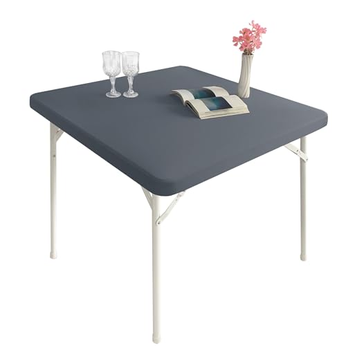 Monibana Cocktail-Tischdecke, Elastan, Stretch, klein, quadratisch, elastische Tischdecke für Beistelltisch, 61 x 61 cm, Grau von Monibana