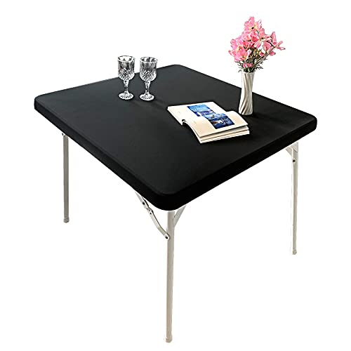 Monibana Cocktail-Tischdecke, Elastan, Stretch, klein, quadratisch, elastische Tischdecke für Beistelltisch, 61 x 61 cm, Schwarz von Monibana