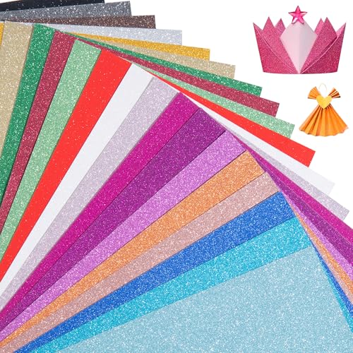 Glitzer-Karton, Premium-Karton, glitzernde Cricut-Kartons, A5-Glitzerpapier für Kunsthandwerk, Kartenherstellung, Scrapbook-Zubehör für DIY-Projekte, 20 Farben, 50 Blatt Glitzer-Karton, Premium-Karton, glitzernde Cricut-Kartons, A5-Glitzerpapier für Kunsthandwerk, Kartenherstellung, Scrapbook-Zubehör für DIY-Projekte, 20 Farben, 50 Blatt von Monigte