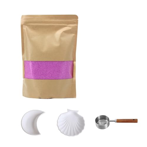 Monivi Perlenkerzensand, DIY-Set mit 50 Dochten, Löffel und 2 Tellern, 499 ml, geruchlos und nachfüllbar, bunte Eisblumenkerzen, Sand für Heimdekoration, Geschenke und DIY-Handwerk (Rosa) von Monivi