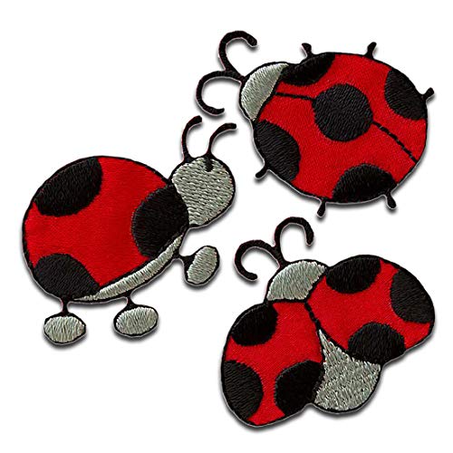3 Marienkäfer Tier - Aufnäher, Bügelbild, Aufbügler, Applikationen, Patches, Flicken, zum aufbügeln, Größe: 3,8 x 2,8 cm von Mono-Quick