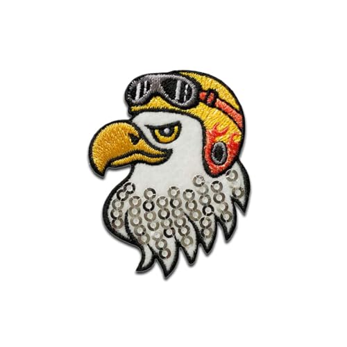 Adler Kopf Pailletten - Aufnäher, Bügelbild, Aufbügler, Applikationen, Patches, Flicken, zum aufbügeln, Größe: 5,1 x 4 cm Adler Kopf Pailletten - Aufnäher, Bügelbild, Aufbügler, Applikationen, Patches, Flicken, zum aufbügeln, Größe: 5,1 x 4 cm von Mono-Quick