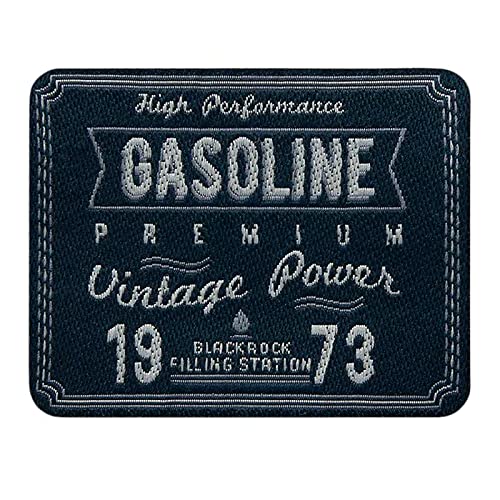 Applikation Bügelbild Patch Aufnäher Vintage Power Gasoline 8,5 x 5,0 cm von Mono-Quick