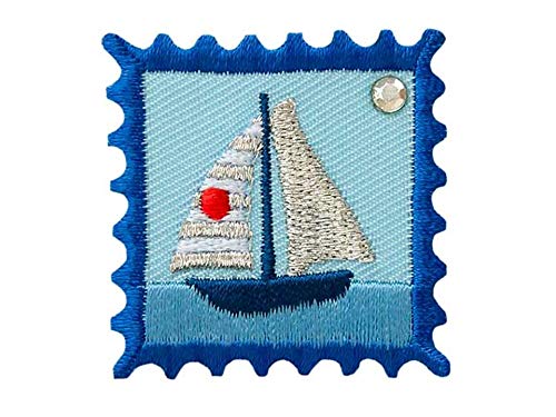 Bügelbild Applikation Aufnäher Patch Briefmarke Maritim Segelboot Schiff Marine 4,0 cm Bügelbild Applikation Aufnäher Patch Briefmarke Maritim Segelboot Schiff Marine 4,0 cm von Mono-Quick