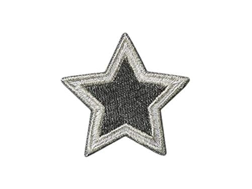 Bügelbild Applikation Aufnäher Patch Flicken Stern silber grau 4,0 cm von Mono-Quick