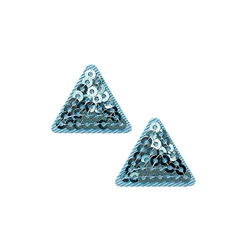 Dreiecke Pailletten blau 2 Stück - Aufnäher, Bügelbild, Aufbügler, Applikationen, Patches, Flicken, zum aufbügeln, Größe: 2,2 x 1,9 cm von Mono-Quick