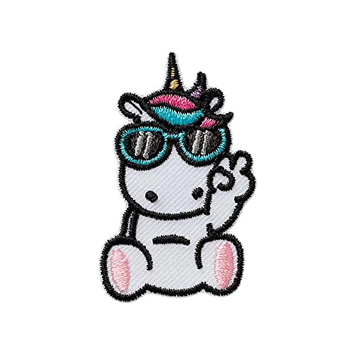 Einhorn mit Brille Tier - Aufnäher, Bügelbild, Aufbügler, Applikationen, Patches, Flicken, zum aufbügeln, Größe: 2,9 x 4,8 cm Einhorn mit Brille Tier - Aufnäher, Bügelbild, Aufbügler, Applikationen, Patches, Flicken, zum aufbügeln, Größe: 2,9 x 4,8 cm von Mono-Quick