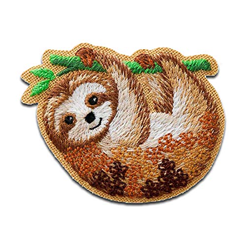 Faultier Tier - Aufnäher, Bügelbild, Aufbügler, Applikationen, Patches, Flicken, zum aufbügeln, Größe: 5,5 x 4,2 cm Faultier Tier - Aufnäher, Bügelbild, Aufbügler, Applikationen, Patches, Flicken, zum aufbügeln, Größe: 5,5 x 4,2 cm von Mono-Quick