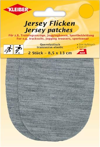 Kleiber Jersey Flicken, 2er Querelastische Flicken für Trainingsanzüge, Jogginghosen und allerlei Sportbekleidung. (30102 - hellgrau) von Mono-Quick