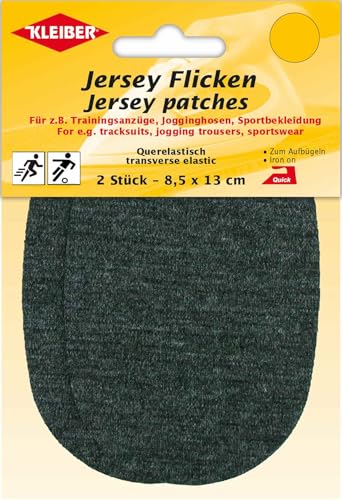 Kleiber Jersey Flicken, 2er Querelastische Flicken für Trainingsanzüge, Jogginghosen und allerlei Sportbekleidung. (30104 - dunkelgrau) von Mono-Quick