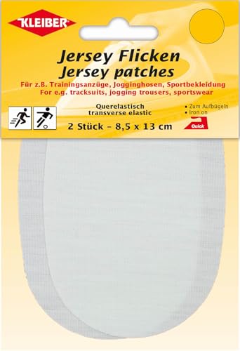 Kleiber Jersey Flicken, 2er Querelastische Flicken für Trainingsanzüge, Jogginghosen und allerlei Sportbekleidung. (30110 - weiß) von Mono-Quick