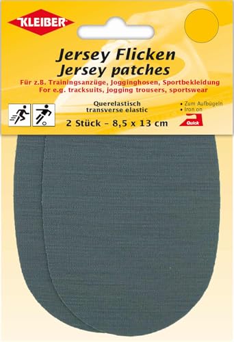 Kleiber Jersey Flicken, 2er Querelastische Flicken für Trainingsanzüge, Jogginghosen und allerlei Sportbekleidung. (30134 - grau) von Mono-Quick