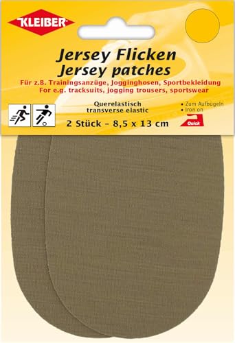 Kleiber Jersey Flicken, 2er Querelastische Flicken für Trainingsanzüge, Jogginghosen und allerlei Sportbekleidung. (30137 - hellbraun) von Mono-Quick