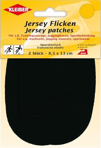 Kleiber Jersey Flicken, 2er Querelastische Flicken für Trainingsanzüge, Jogginghosen und allerlei Sportbekleidung. (30190 - schwarz) von Mono-Quick