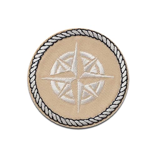 Kompass beige - Aufnäher, Bügelbild, Aufbügler, Applikationen, Patches, Flicken, zum aufbügeln, Größe: 5,5 x 5,5 cm Kompass beige - Aufnäher, Bügelbild, Aufbügler, Applikationen, Patches, Flicken, zum aufbügeln, Größe: 5,5 x 5,5 cm von Mono-Quick