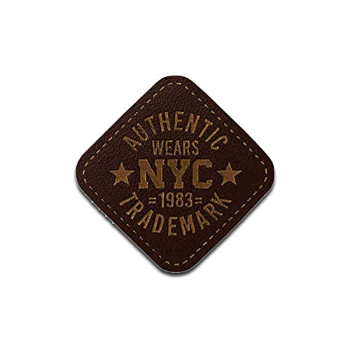 Leder Authentic Wears NYC - Aufnäher, Bügelbild, Aufbügler, Applikationen, Patches, Flicken, zum aufbügeln, Größe: 3 x 3 cm von Mono-Quick