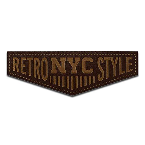 Leder Retro NYC Style - Aufnäher, Bügelbild, Aufbügler, Applikationen, Patches, Flicken, zum aufbügeln, Größe: 7,6 x 2,5 cm von Mono-Quick
