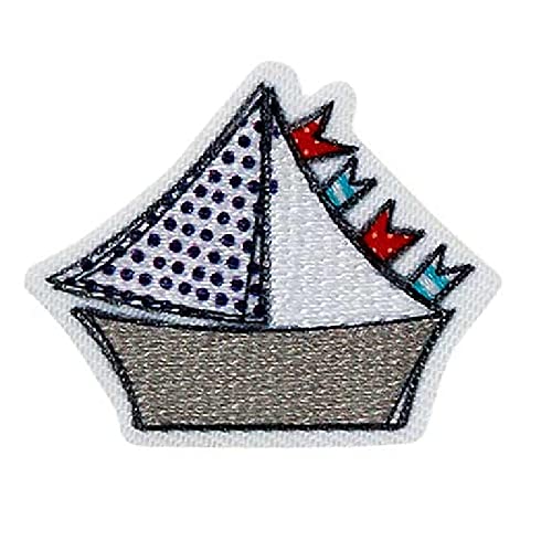 Mono Quick 0414x Segelboot Rosa oder Blau, Applikation Bügelbild Patch Aufnäher (04149 - Segelboot Blau) von Mono-Quick