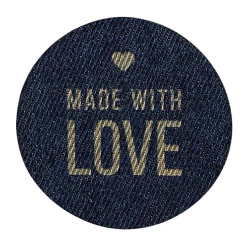 Mono Quick 0418x Handmade Jeans, Bügelbild, Patch, Made with Love Rund Label (04186 Made with Love) von Mono Quick