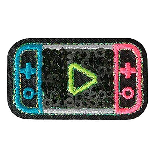 Mono Quick 0676x Neon Pailletten Bügelbilder, Patch, Applikation, Gitarre Kopfhörer etc (06764 - Konsole) von Mono Quick