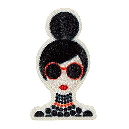 Mono Quick 0807x Vintage Dame blau oder mit Brille Applikation, Bügelbild Patch, Women Power (08077 - mit Brille) von Mono Quick