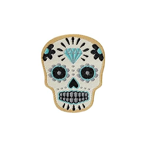 Mono Quick 08316 Totenkopf BEIGE, Applikation, Día de Muertos Bügelbild, Patch, Bunt - ca. 3,6 x 3 cm von Mono-Quick
