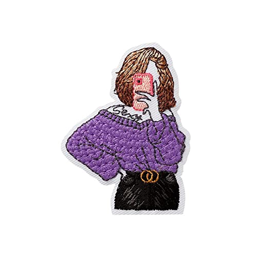 Mono Quick 1222x Girls Applikation, Bügelbild, Girl mit Kaffee, Handy, Buch, Collegejacke oder Cap Patch (12228 - Handy) von Mono-Quick