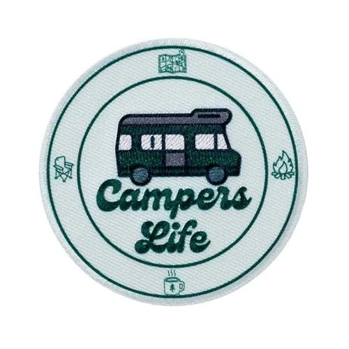 Mono-Quick 14053 Campers Life Applikation, Bügelbild, Patch, Aufnäher, ca. 6,6 cm, Outdoor Adventure von Mono-Quick