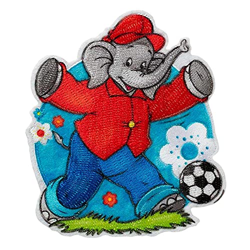 Mono Quick 16161 Benjamin Blümchen mit Fußball Applikation, Bügelbild Patch, Elefant von Mono Quick