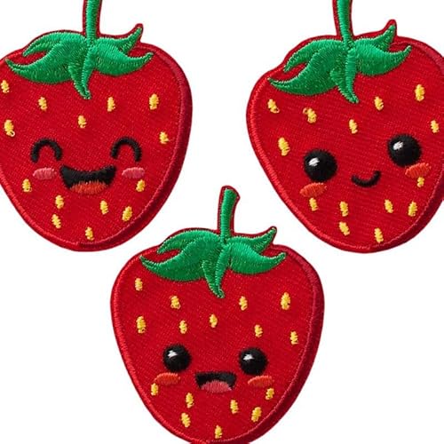 Mono-Quick 16243 Create Erdbeeren Applikation, Bügelbild, Patch, Aufnäher, Aufkleber 3er Set von Mono-Quick