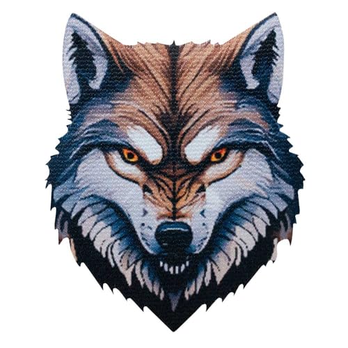 Mono-Quick 24002 Wolf Applikation Groß, Bügelbild, Patch, Aufbügler, Wolfskopf ca. 9,9 x 12,2 cm von Mono-Quick