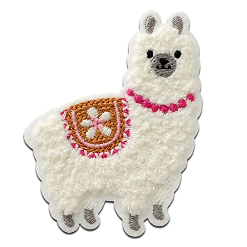 Mono Quick Alpaka Chenille flauschig Tier - Aufnäher, Bügelbild, Aufbügler, Applikationen, Patches, Flicken, zum aufbügeln, Größe: 7 x 5,7 cm von Mono-Quick
