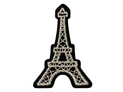 Mono-Quick Bügelbild Aufnäher Patch Applikation zum Aufbügeln Eifelturm Paris schwarz Silber 2,8 x 4,0 cm von Mono-Quick