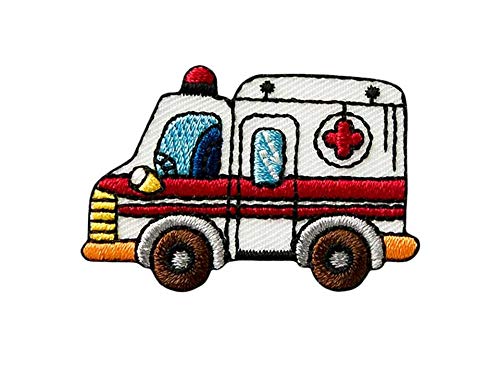 Mono-Quick Bügelbild Aufnäher Patch Applikation zum Aufbügeln Krankenwagen 4,5 x 3,2 cm, 04019, farbig von Mono-Quick