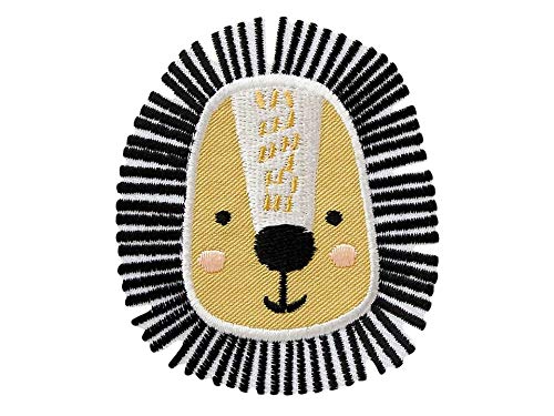 Mono-Quick Bügelbild Aufnäher Patch Applikation zum Aufbügeln Zoo Tiere Löwe Löwenkopf 6,5 cm x 7,5 cm von Mono-Quick