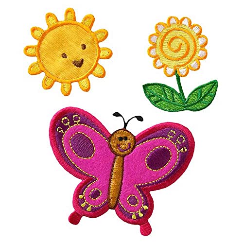 Mono-Quick Bügelsticker - Sonne Blume Schmetterling 3-teilig von Mono-Quick