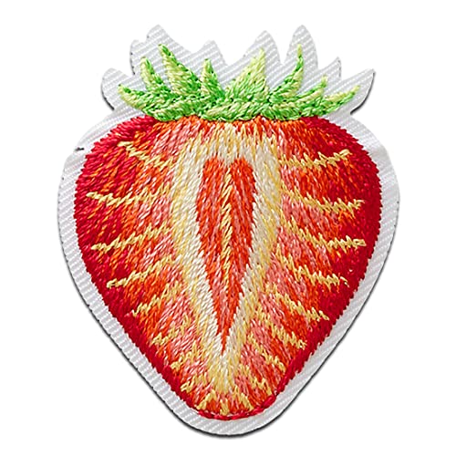 Mono Quick Erdbeere halbiert - Aufnäher, Bügelbild, Aufbügler, Applikationen, Patches, Flicken, zum aufbügeln, Größe: 4,4 x 3,6 cm von Mono Quick