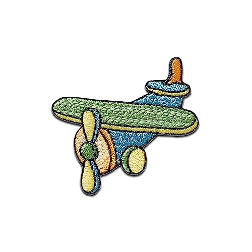 Mono-Quick Flugzeug Spielzeug - Aufnäher, Bügelbild, Aufbügler, Applikationen, Patches, Flicken, zum aufbügeln, Größe: 2,7 x 3,7 cm von Mono-Quick