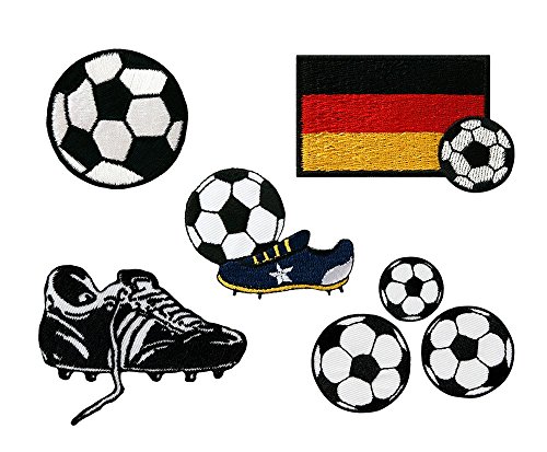Mono-Quick Fußball, 7er Set, Aufbügler,Aufnäher,Bügelbilder,Patch,Bilder zum Aufbügeln, 7, 5, 5, schwarz von Mono-Quick