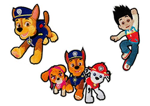 Mono-Quick Paw Patrol, 3er Set Bügelbilder,Kinder,Jungen,Aufbügler,Aufnäher,Patch,Flicken,Bilder zum Aufbügeln, Polyester, Mehrfarbig, 8cm, 3 von Mono-Quick