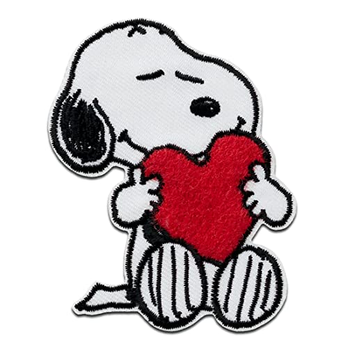 Mono Quick Peanuts Snoopy Herz - Aufnäher, Bügelbild, Aufbügler, Applikationen, Patches, Flicken, zum aufbügeln, Größe: 7,5 x 5,5 cm von Mono-Quick