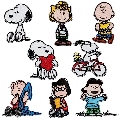 Mono-Quick Peanuts © Snoopy Set 8 Stück - Aufnäher, Bügelbild, Aufbügler, Applikationen, Patches, Flicken, zum aufbügeln von Mono-Quick