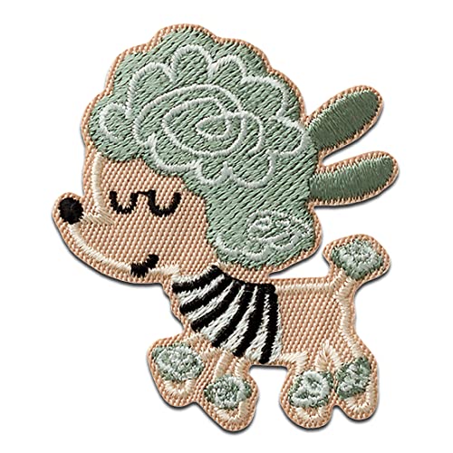 Mono Quick Pudel mit Streifen Tier - Aufnäher, Bügelbild, Aufbügler, Applikationen, Patches, Flicken, zum aufbügeln, Größe: 5 x 4,6 cm von Mono Quick