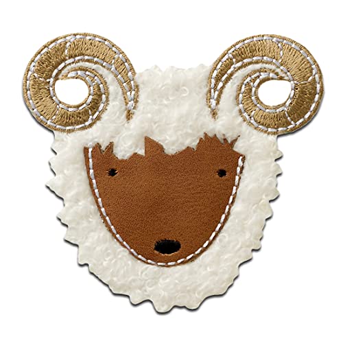 Mono Quick Steinbock weiß Tier - Aufnäher, Bügelbild, Aufbügler, Applikationen, Patches, Flicken, zum aufbügeln, Größe: 7 x 7,3 cm von Mono Quick