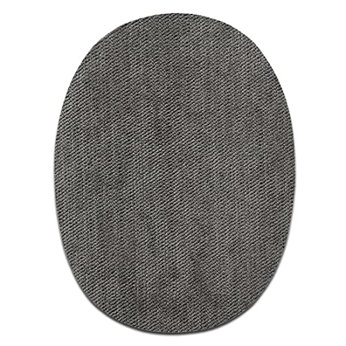 Mono Quick Stoffflicken Oval Grau 2 Stück - Aufnäher, Bügelbild, Aufbügler, Applikationen, Patches, Flicken, zum aufbügeln, Größe: 11,2 x 8,5 cm von Mono-Quick