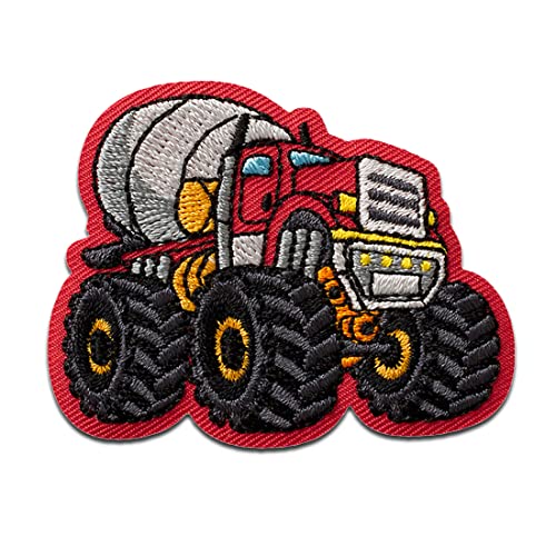 Mono Quick Truck Betonwagen Rot - Aufnäher, Bügelbild, Aufbügler, Applikationen, Patches, Flicken, zum aufbügeln, Größe: 4,3 x 5,5 cm von Mono Quick