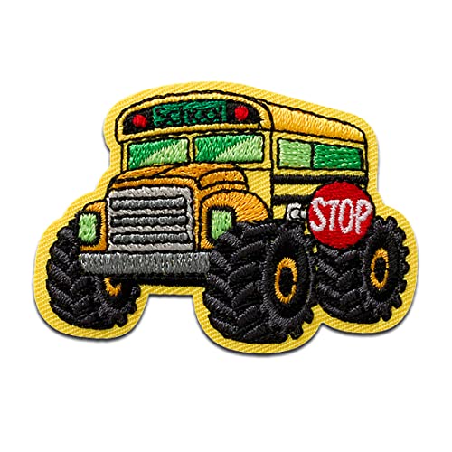 Mono Quick Truck Schulbus gelb - Aufnäher, Bügelbild, Aufbügler, Applikationen, Patches, Flicken, zum aufbügeln, Größe: 4 x 5,7 cm von Mono Quick
