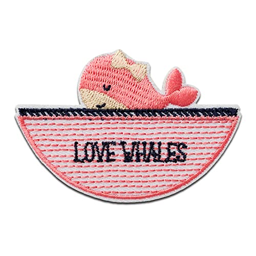 Mono Quick Wal Liebe rosa Tier - Aufnäher, Bügelbild, Aufbügler, Applikationen, Patches, Flicken, zum aufbügeln, Größe: 4,8 x 7,1 cm von Mono Quick