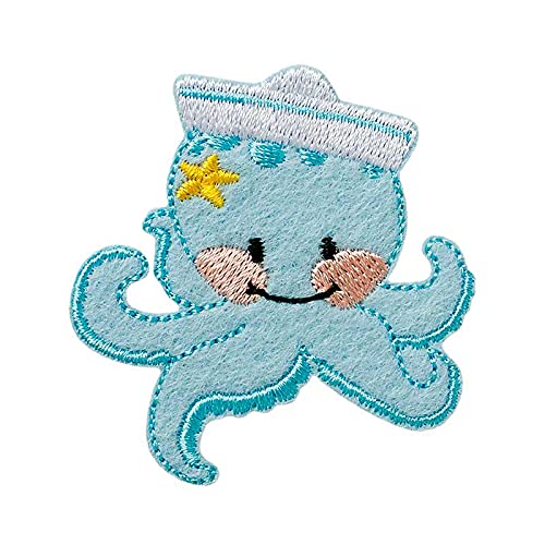 Octopus Tier - Aufnäher, Bügelbild, Aufbügler, Applikationen, Patches, Flicken, zum aufbügeln, Größe: 5,1 x 5,6 cm Octopus Tier - Aufnäher, Bügelbild, Aufbügler, Applikationen, Patches, Flicken, zum aufbügeln, Größe: 5,1 x 5,6 cm von Mono-Quick